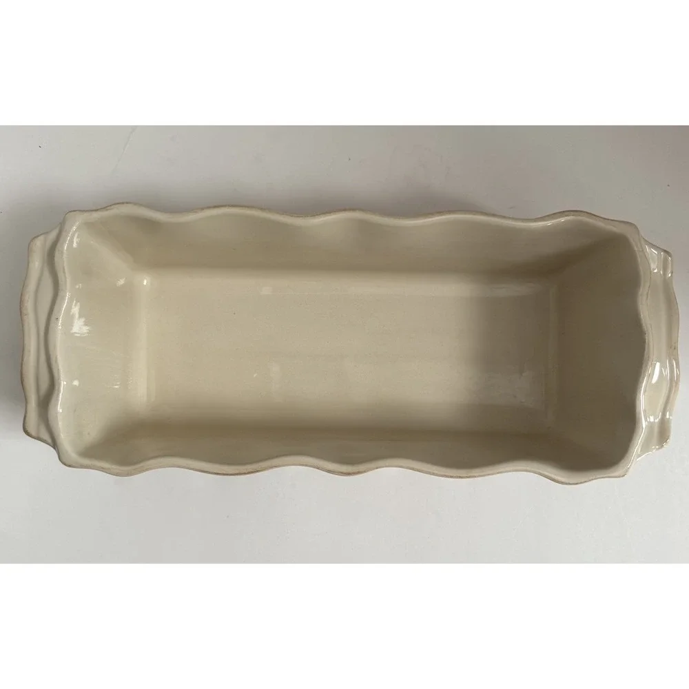 Molde Stoneware Loaf Pan Cream Tan Floral Print, 11